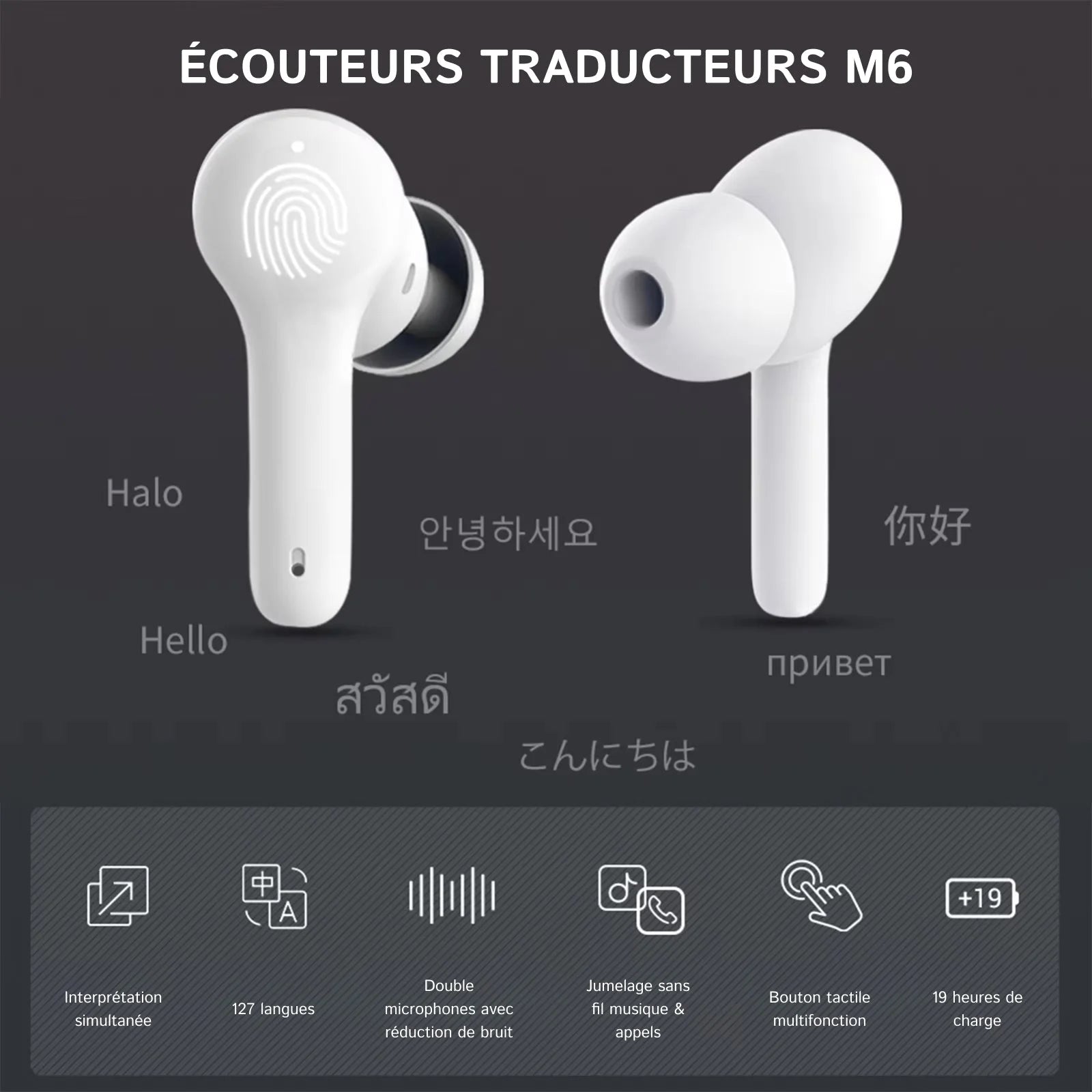 GlotBud - Écouteurs Traducteurs