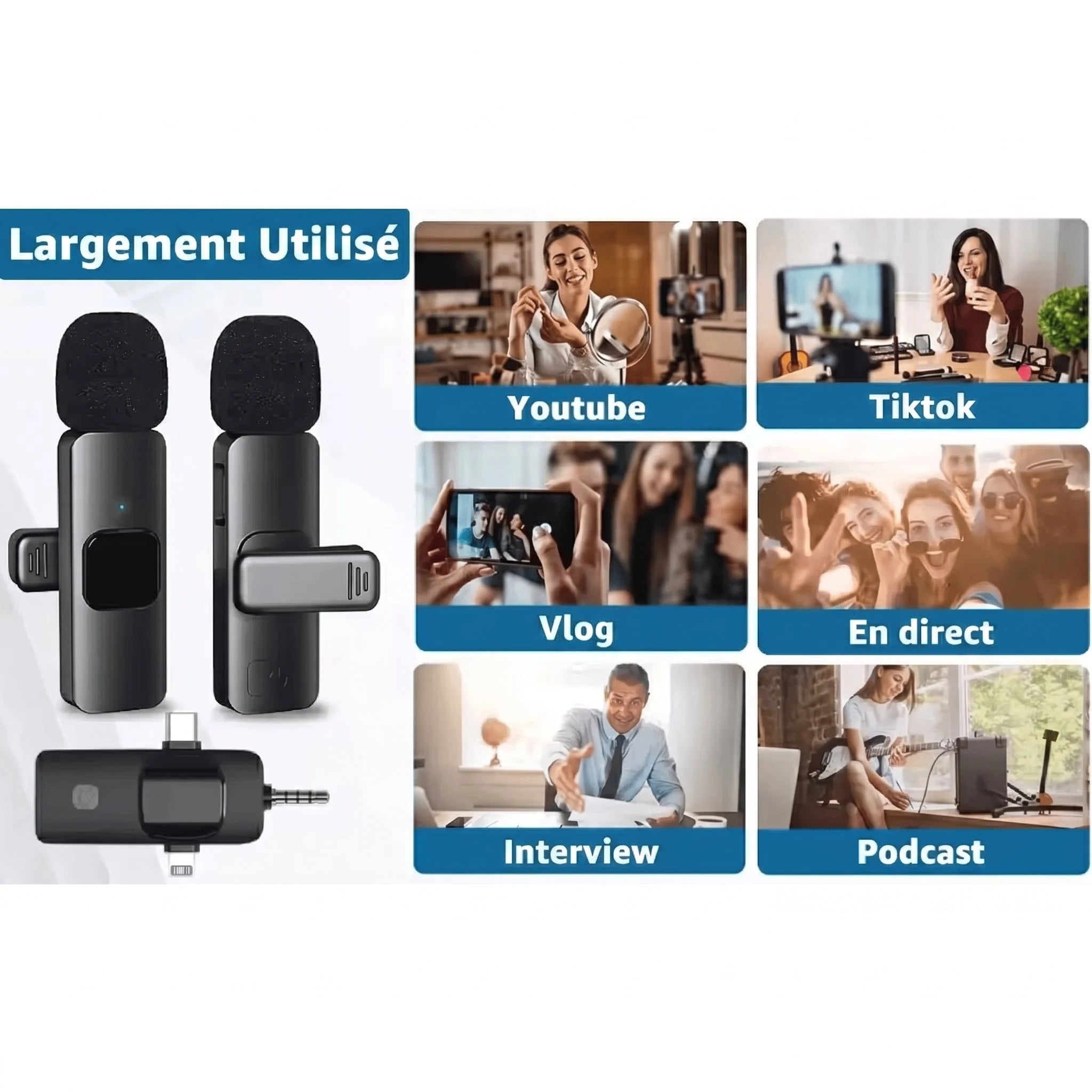 ClipVoxi - Microphone Cravate Sans Fil