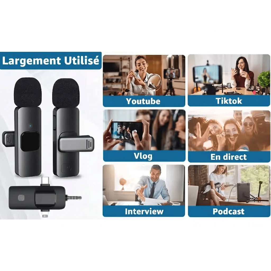 ClipVoxi - Microphone Cravate Sans Fil