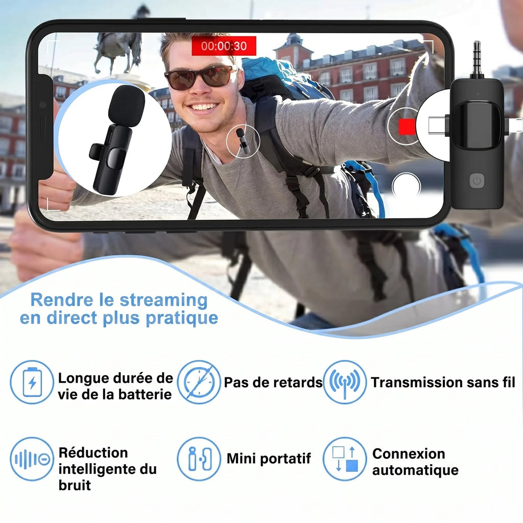 ClipVoxi - Microphone Cravate Sans Fil