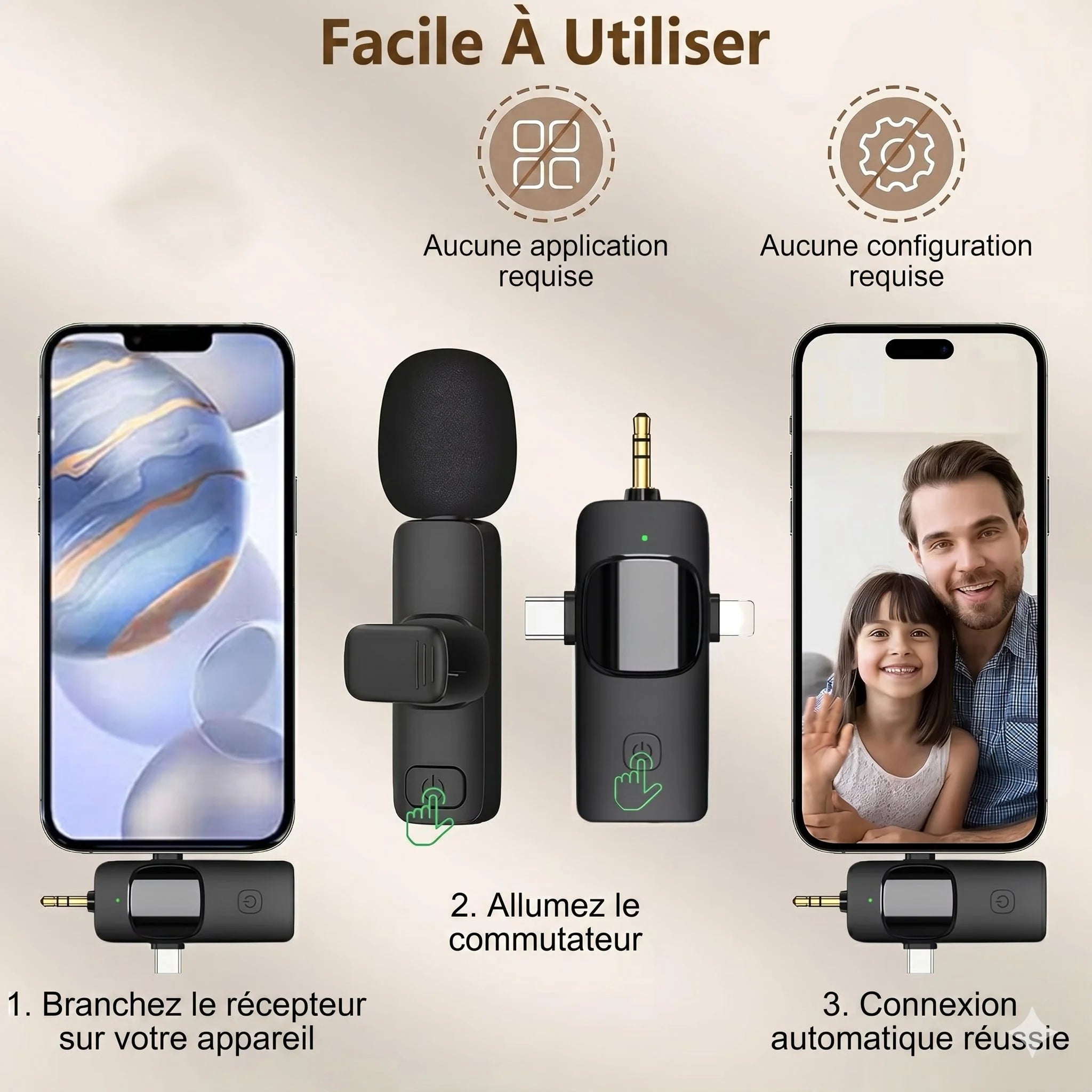 ClipVoxi - Microphone Cravate Sans Fil
